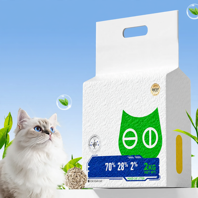 Tofu-Katzenstreu mit Bentonit-Mischung