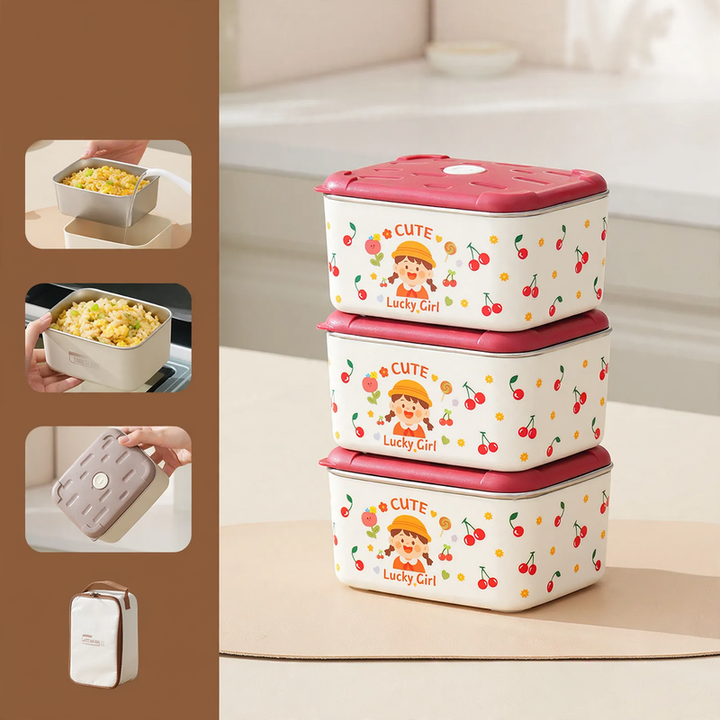 Edelstahl-Lunchbox, mehrschichtig, 501–800 ml