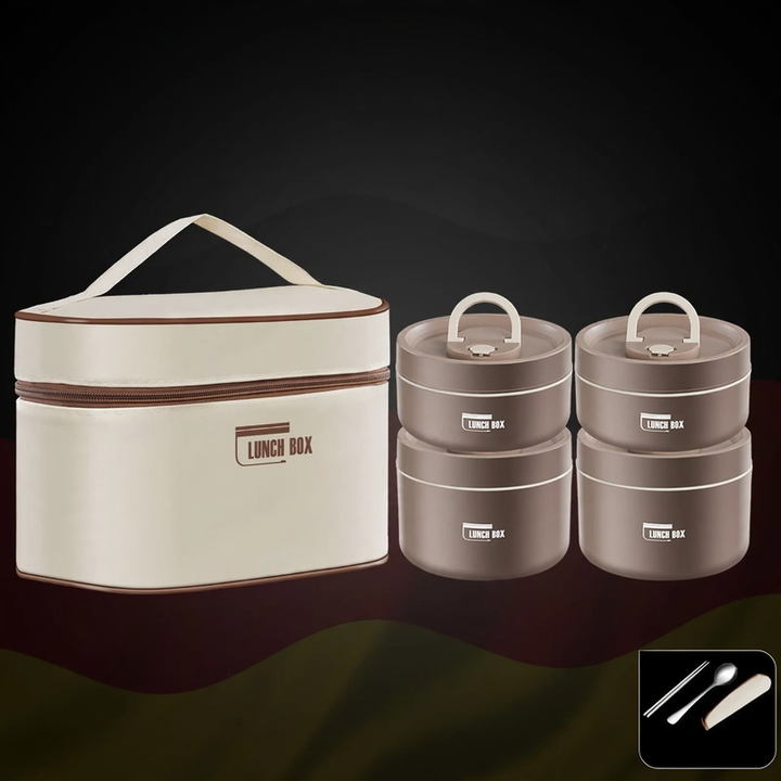 Edelstahl-Lunchbox, rund, 470–600 ml, mit Deckel
