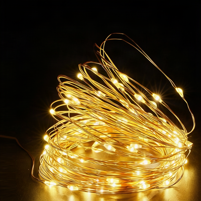 LED-Lichterkette, 10 m, 100 Lichter, USB/Batterie