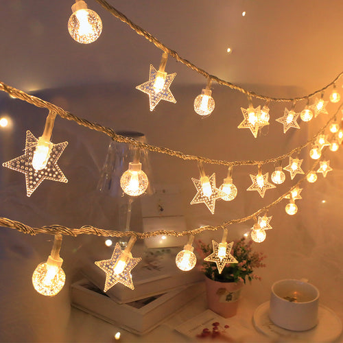 Solar-Lichterkette mit Sternen und Kugeln, 3,5 m