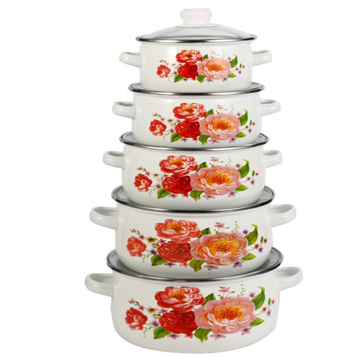 Emaillierter Topf mit Glasdeckel, 2,1–3 L