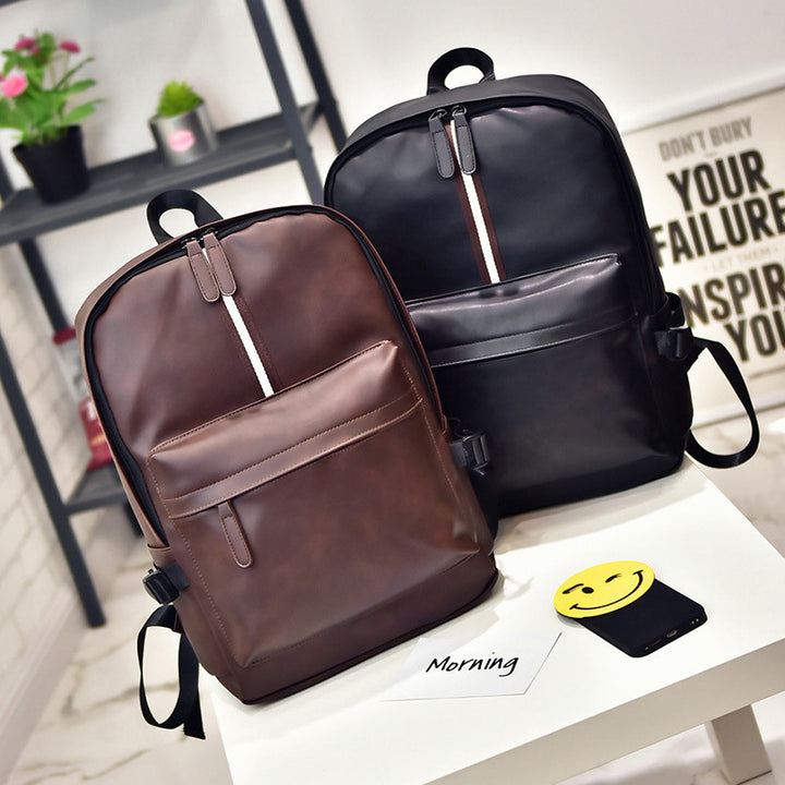 Herren-Rucksack, PU-Leder, kompakt, für Laptop bis 14 Zoll