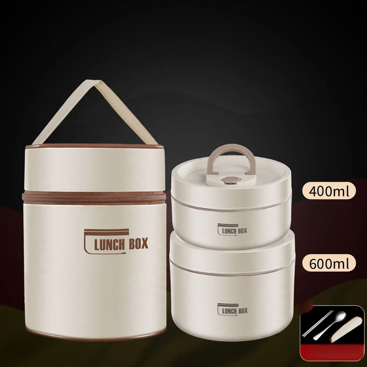 Edelstahl-Lunchbox, rund, 470–600 ml, mit Deckel