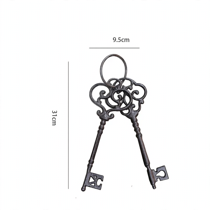 Wandhaken aus Eisen mit Schlüsselmotiven