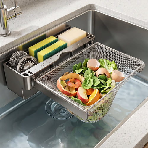 Ausziehbares Spülbecken-Sieb mit Filternetzen, ABS