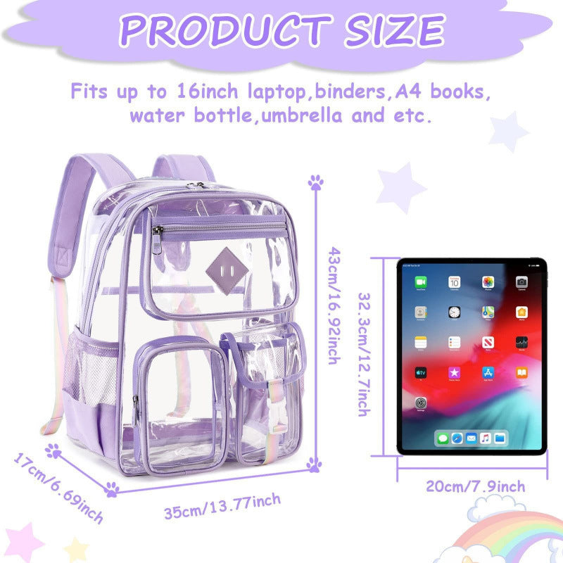 Transparenter PVC-Rucksack, 43×17×35 cm