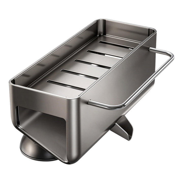 Küchenregal mit Abtropfgitter, Aluminium, Saugnapf