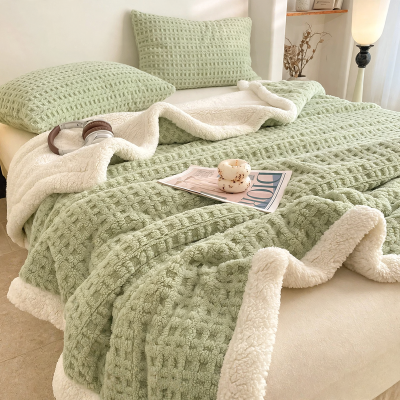 Doppellagige Waffelpique-Fleece-Decke, 1000–1500 g