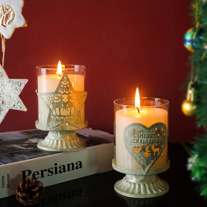 Kerzenständer aus Eisen und Glas, europäischer Stil