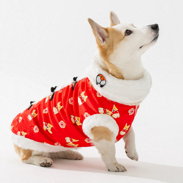Chinesischer Wintermantel für mittlere Hunde mit Schal