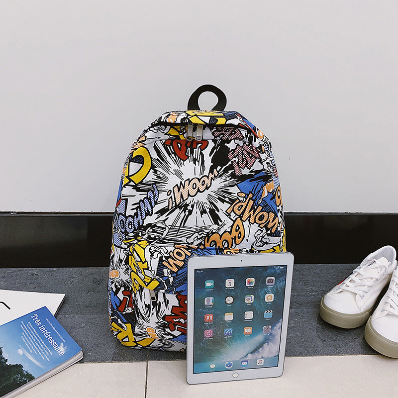 Leinwand-Rucksack mit Schriftzug-Design, unter 20 L