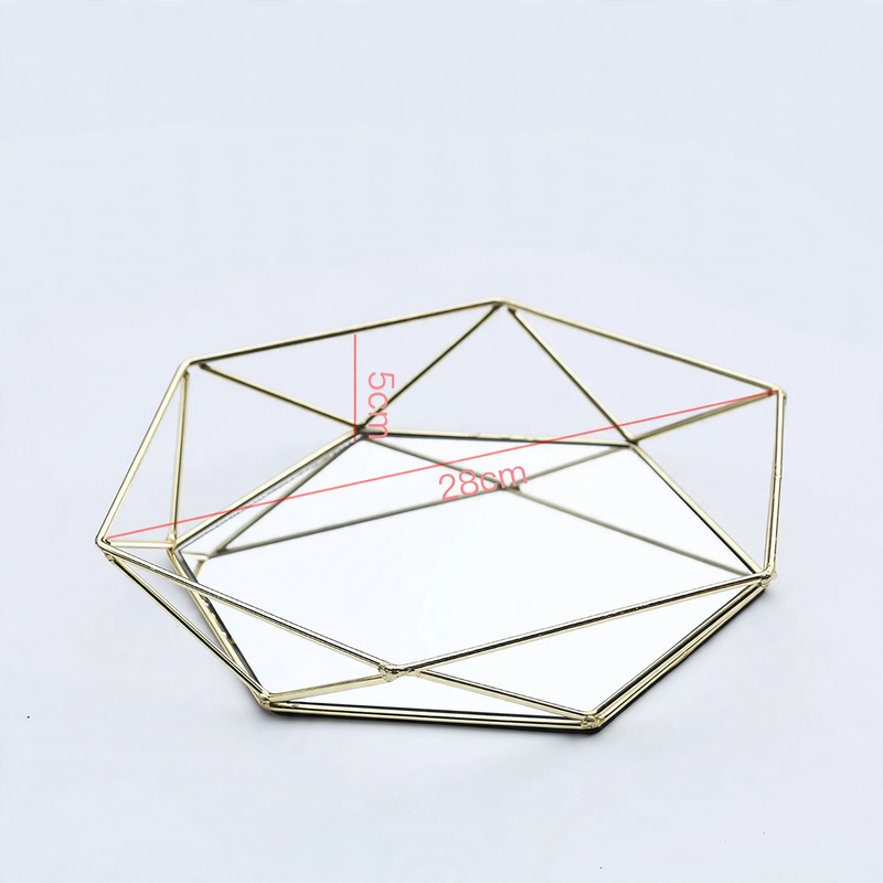 Spiegeltablett aus Metall, Silber, geometrisch
