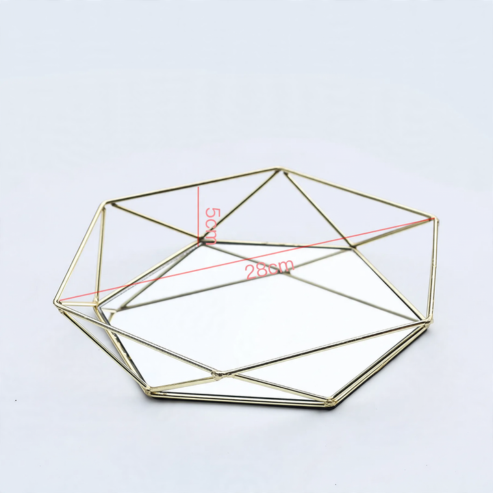 Spiegeltablett aus Metall, Silber, geometrisch