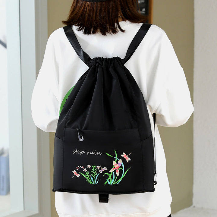 Doppelter Rucksack, Nylon, faltbar, bestickt