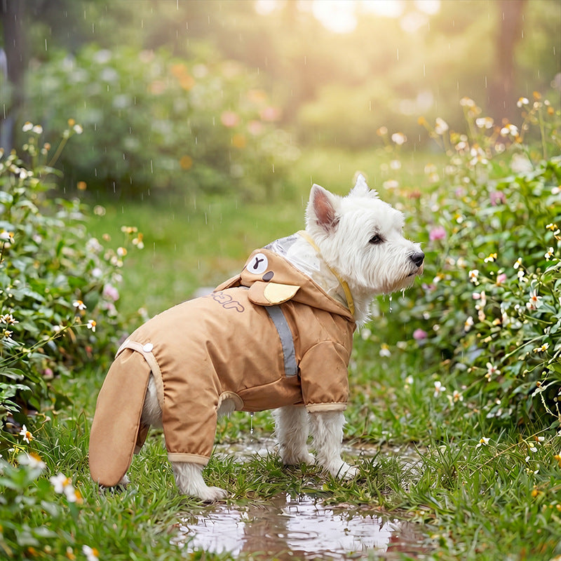 Hunderegenjacke mit Bärenmotiv, vierbeinig