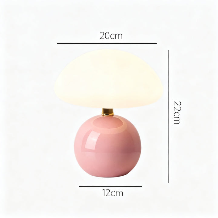Pilztischlampe mit Keramikfuß, USB-betrieben