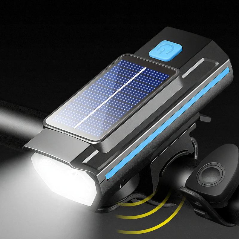 Fahrradleuchte, Solarladung, mit Hupe und Klingel