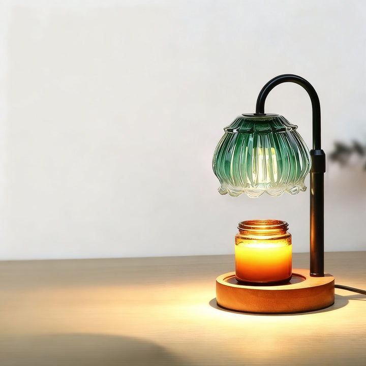 Wachsschmelz-Lampe mit Holzsockel