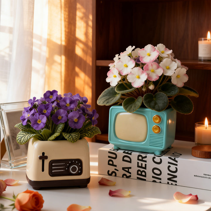 Vintage-Blumentopf, Retro-Design, ohne Pflanze
