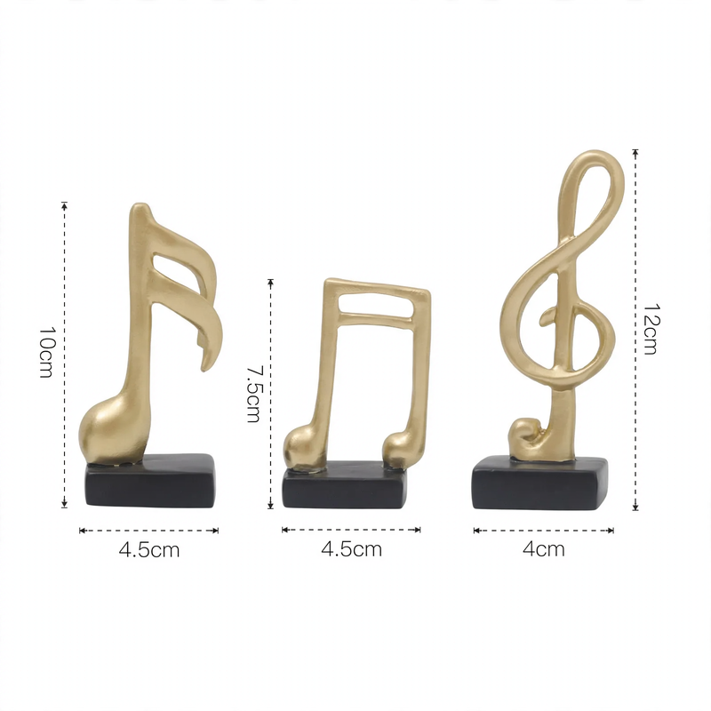 Drei Musiknoten-Figuren, Kunstharz, modern