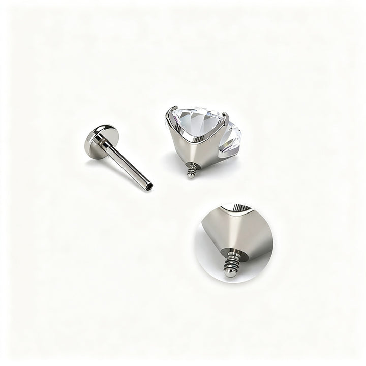 Ohrstecker aus Titanlegierung mit Zirkonia, Schraubverschluss