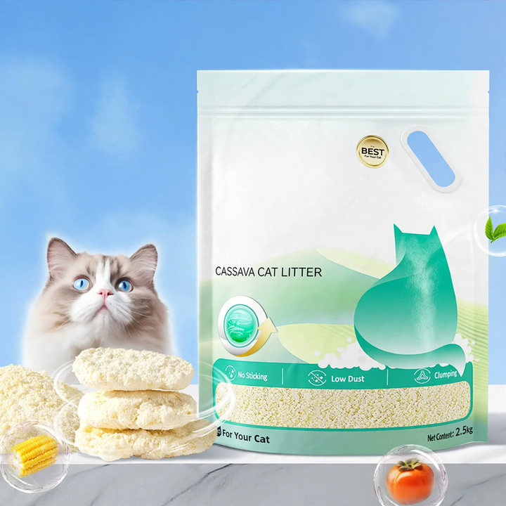 Katzenstreu aus Tofu und Bentonit mit Grüntee-Duft