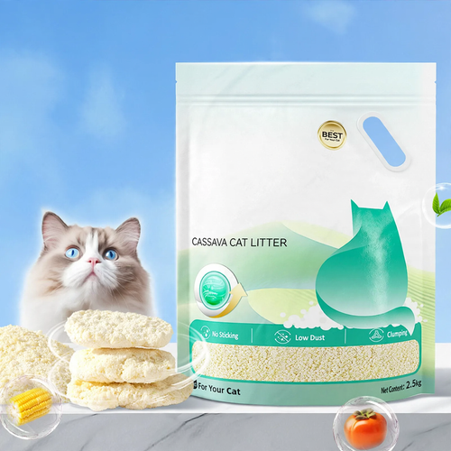 Katzenstreu aus Tofu und Bentonit mit Grüntee-Duft