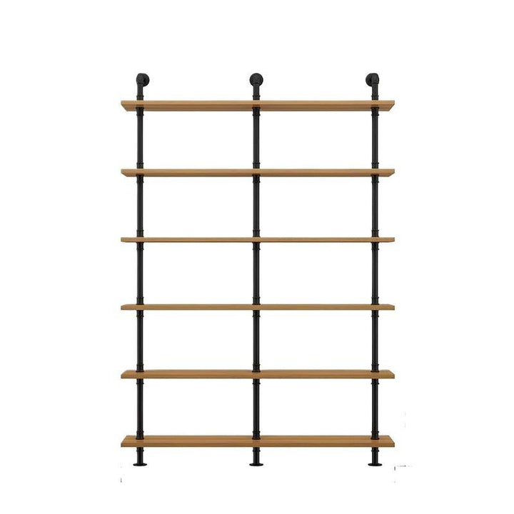 Wandregal aus Holz, 140–240 cm, mit Metallhalterungen