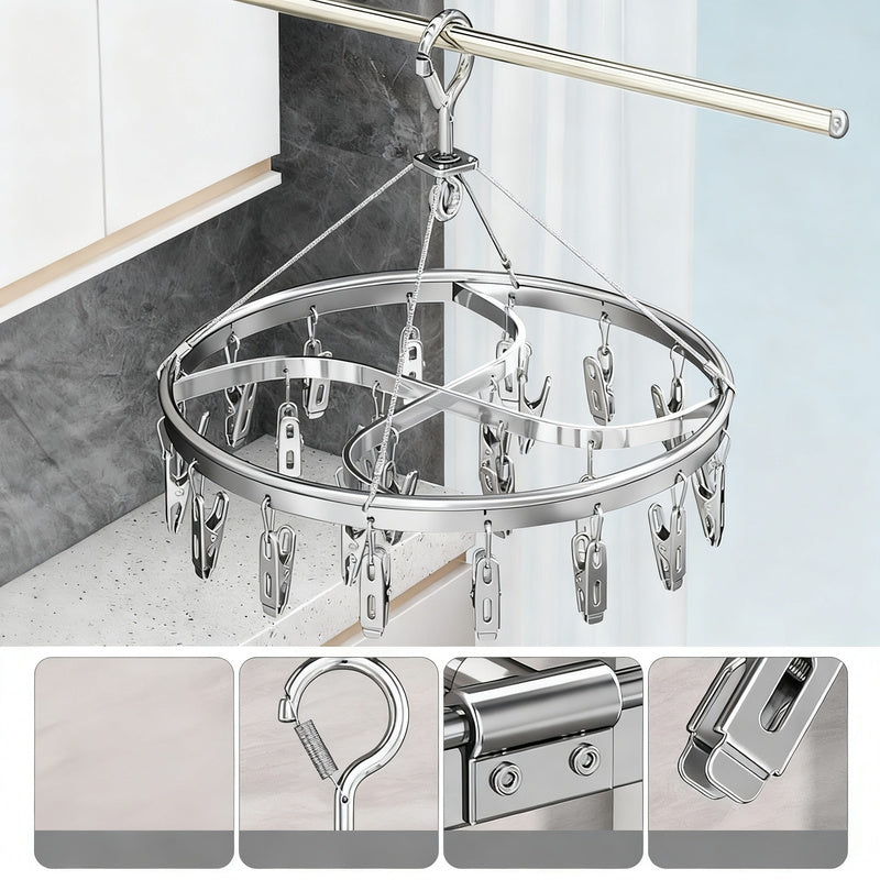 Wäschetrockner aus Aluminium mit Klammern