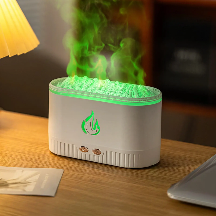 Ultraschall-Luftbefeuchter mit Holzfeuer-Design