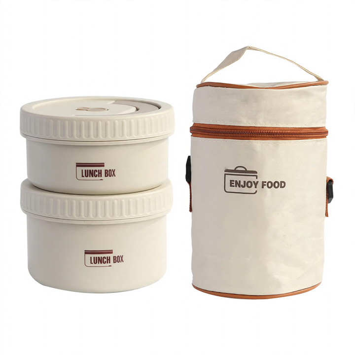 Edelstahl-Lunchbox, rund, 470–600 ml, mit Deckel