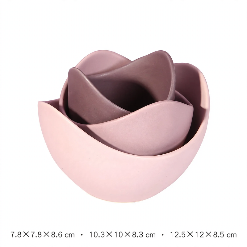 Keramikschalen-Set, Lotusform, Muted Colors
