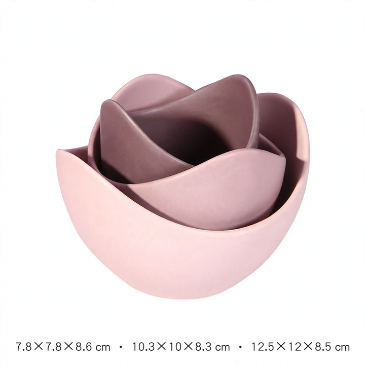 Keramikschalen-Set, Lotusform, Muted Colors