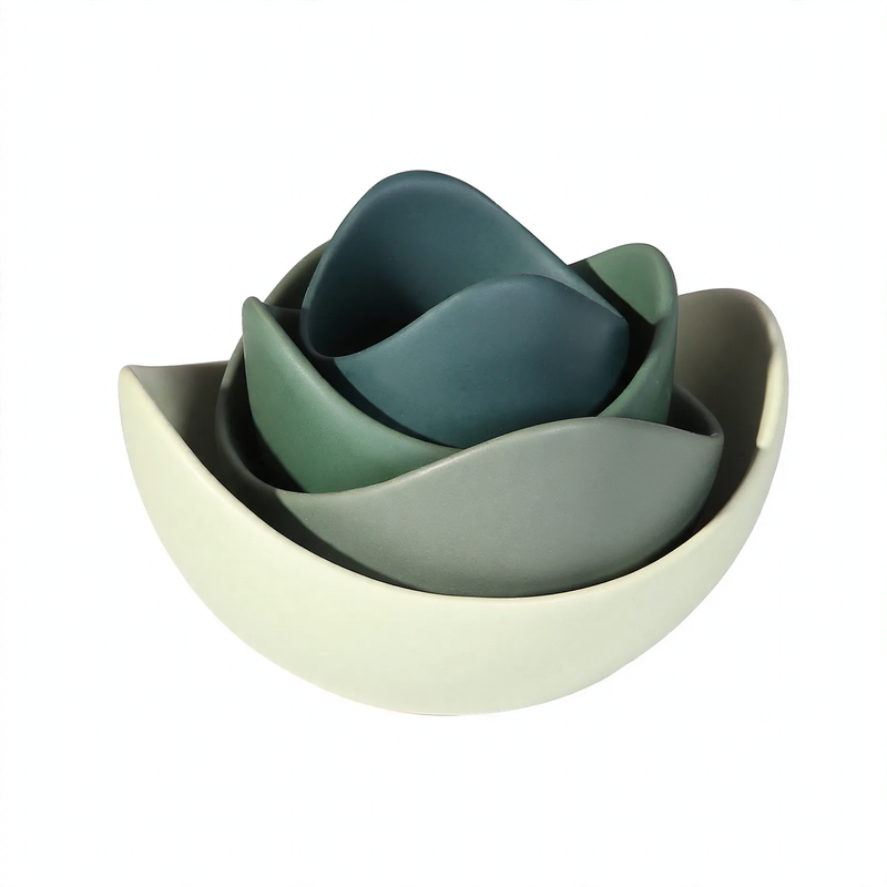 Keramikschalen-Set, Lotusform, Muted Colors