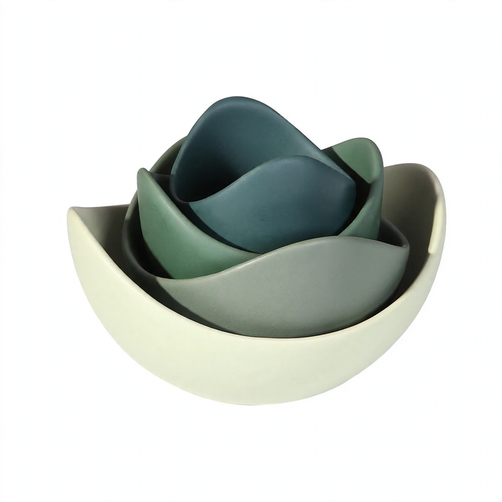 Keramikschalen-Set, Lotusform, Muted Colors