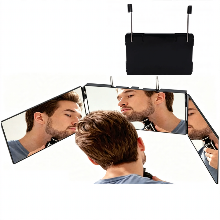 Dreiteiliger Klappspiegel mit Haken, optional mit LED