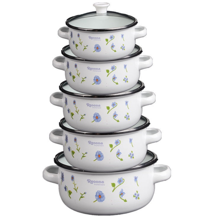 Emaillierter Topf mit Glasdeckel, 2,1–3 L