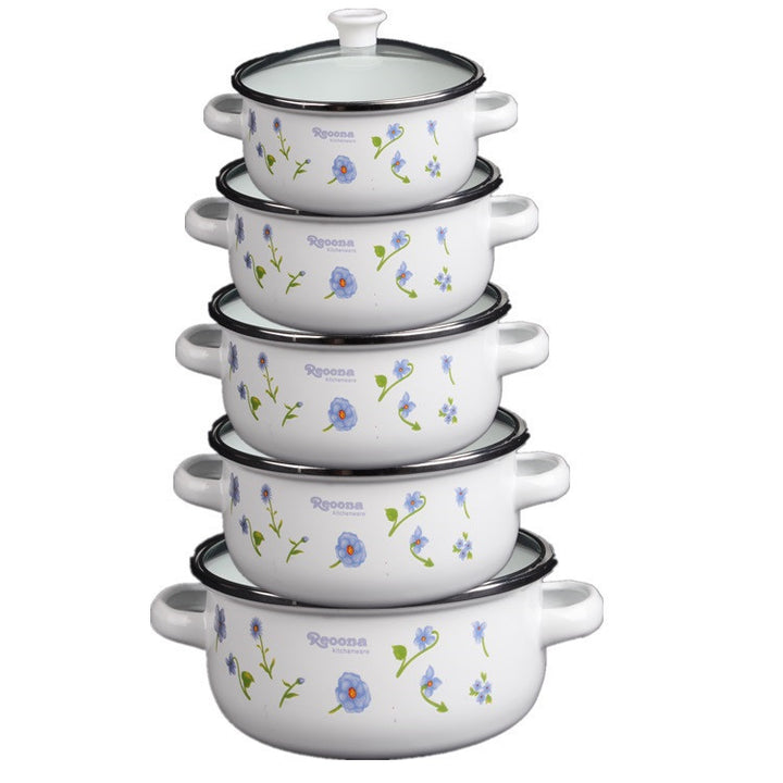 Emaillierter Topf mit Glasdeckel, 2,1–3 L