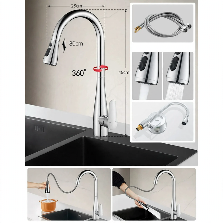 Küchenarmatur mit Spritzschutz, drehbar, Modell S-10804
