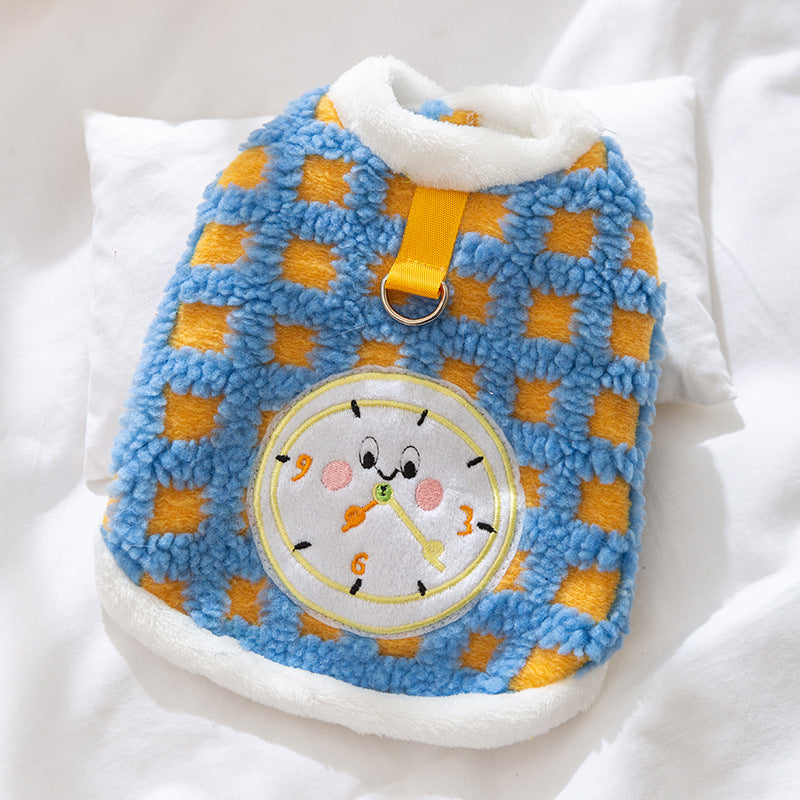 Fleece-Pullover mit Uhr-Motiv für Katzen und kleine Hunde