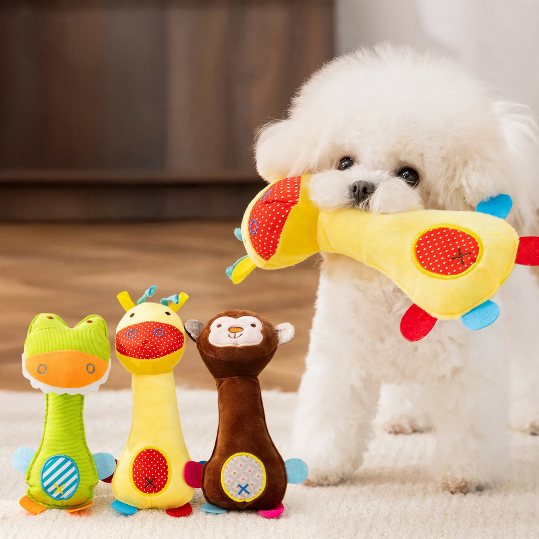 Plüsch-Tierspielzeug mit Quietscher für Hunde und Katzen