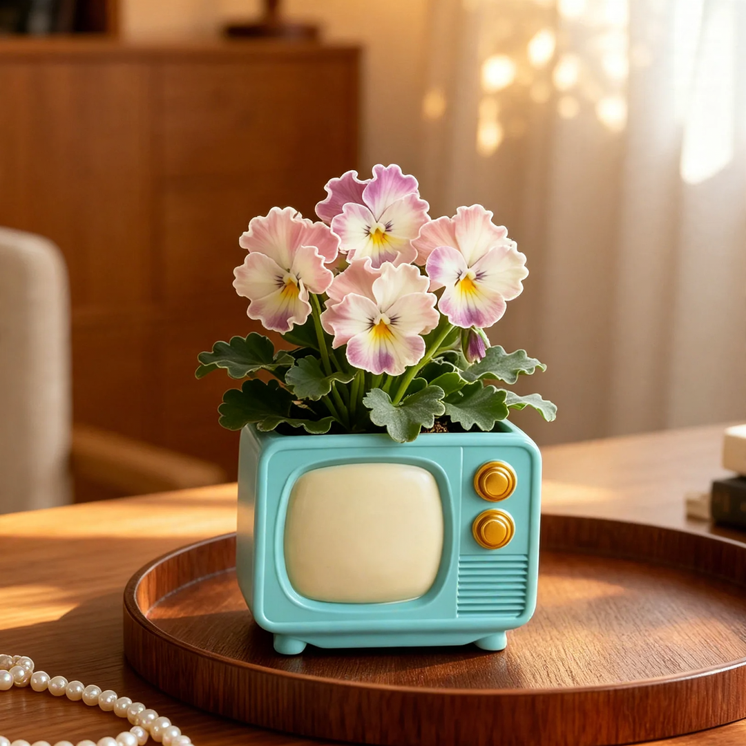 Vintage-Blumentopf, Retro-Design, ohne Pflanze