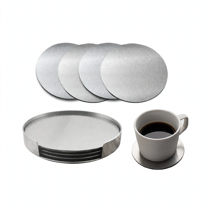 Edelstahl-Untersetzer-Set, 5-teilig, rund