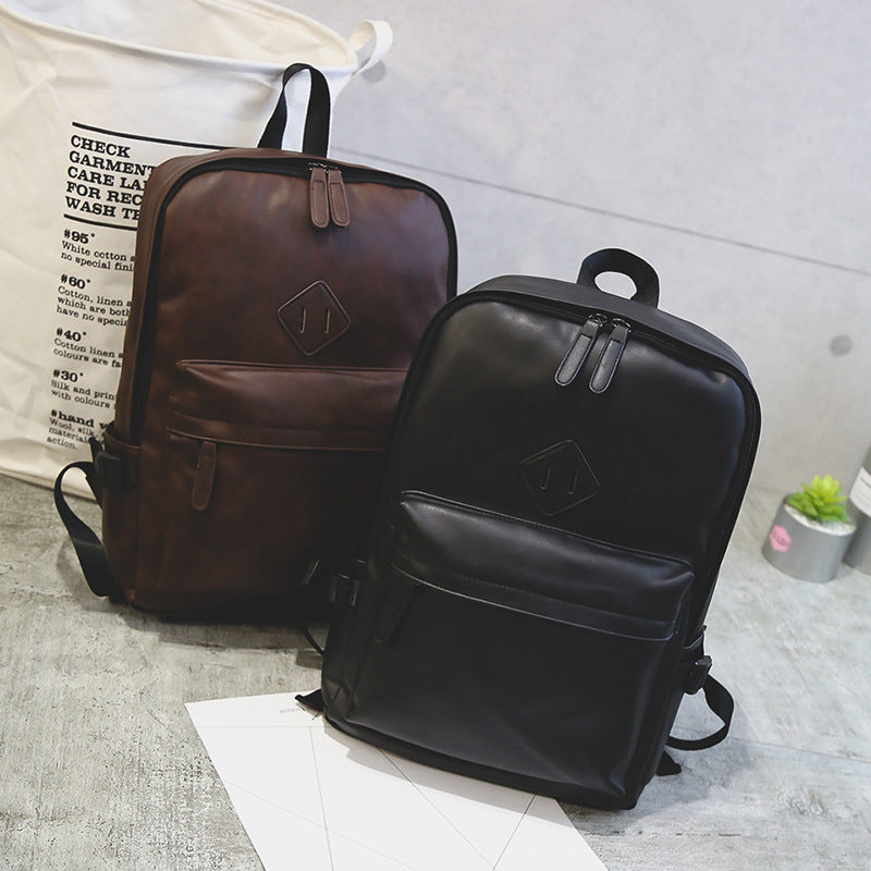 Herren-Rucksack, PU-Leder, kompakt, für Laptop bis 14 Zoll