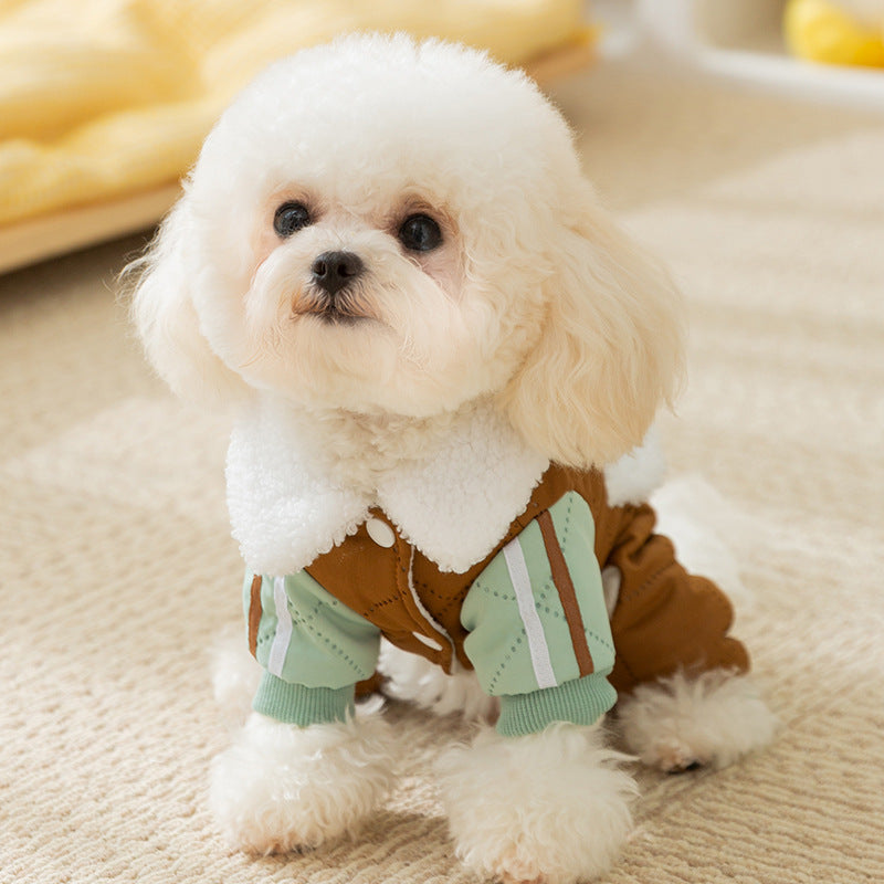 Winterjacke für kleine Hunde mit Taschen und Leine
