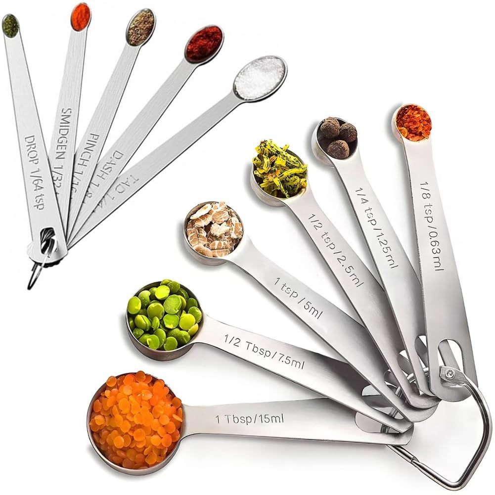 Edelstahl-Messlöffel und Messbecher-Set, 6-teilig