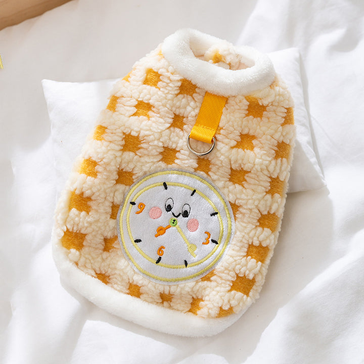 Katzen-Fleece-Pullover mit Uhr-Motiv, mehrere Größen