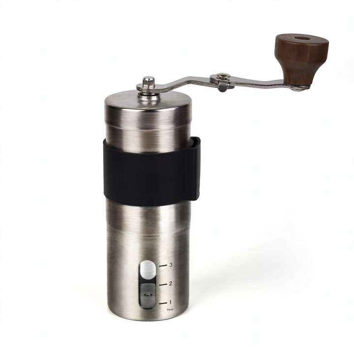 Handkurbel-Kaffeemühle aus Glas