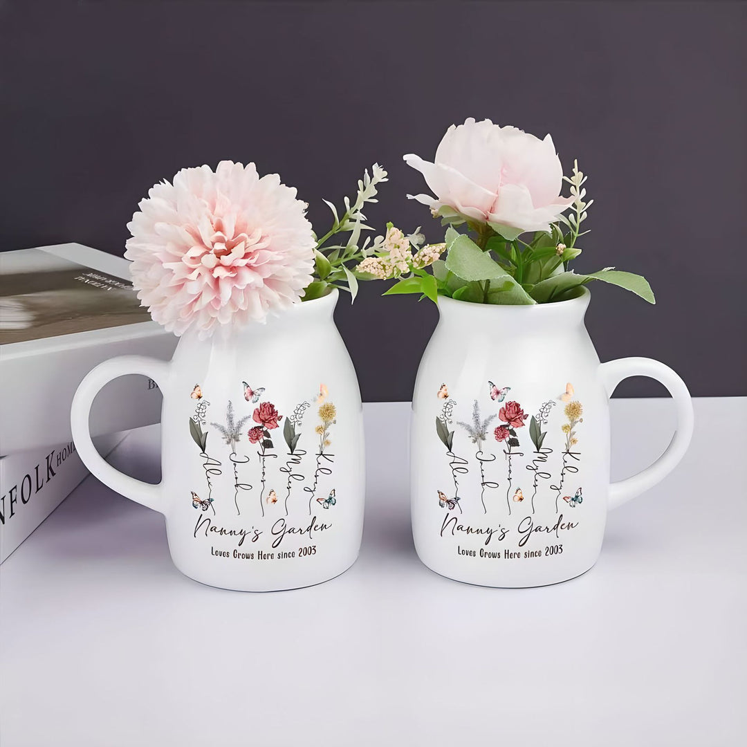 Keramik-Tasse mit Blumenmuster, 300–450 ml